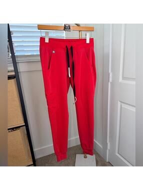 158. Figs Technical Collection Neon Red Scrub Joggers
